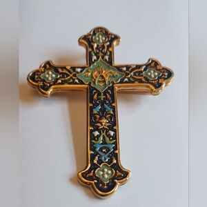 Vintage Camrose & Kross Jakie Kennedy J.B.K Enamel Cruciform Brooch / Pendant